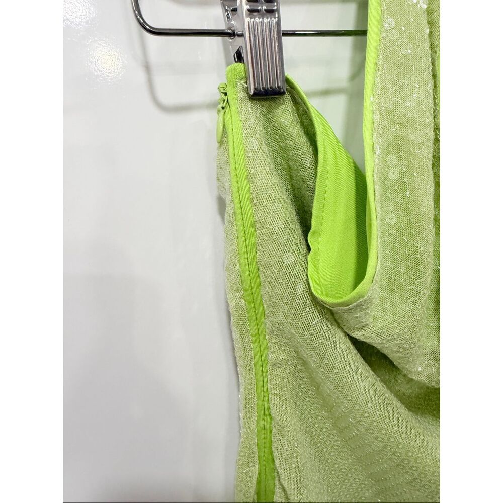 Missguided Lime Sequin Halter Mini Dress M - Picture 10 of 10